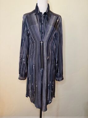 Jean Paul Gaulthier for Lindex black grey Zipper print dress Size EU 40 US 6 8